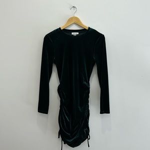 Calvin Klein velvet bodycon rouched dress. Size 4. Green.